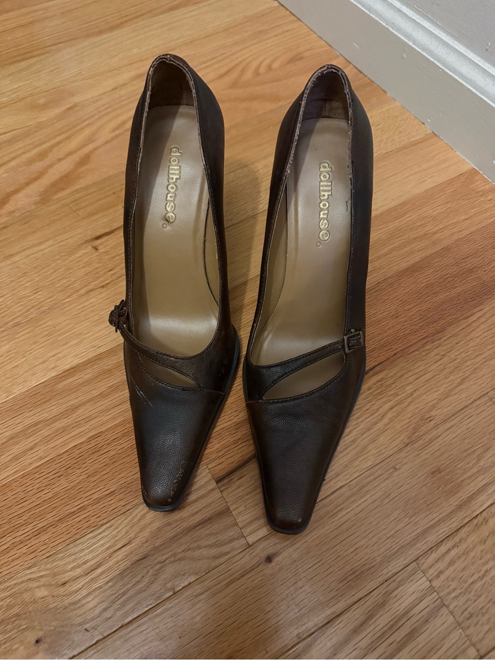 Dollhouse Dark Brown Pointed Mary Jane Pumps